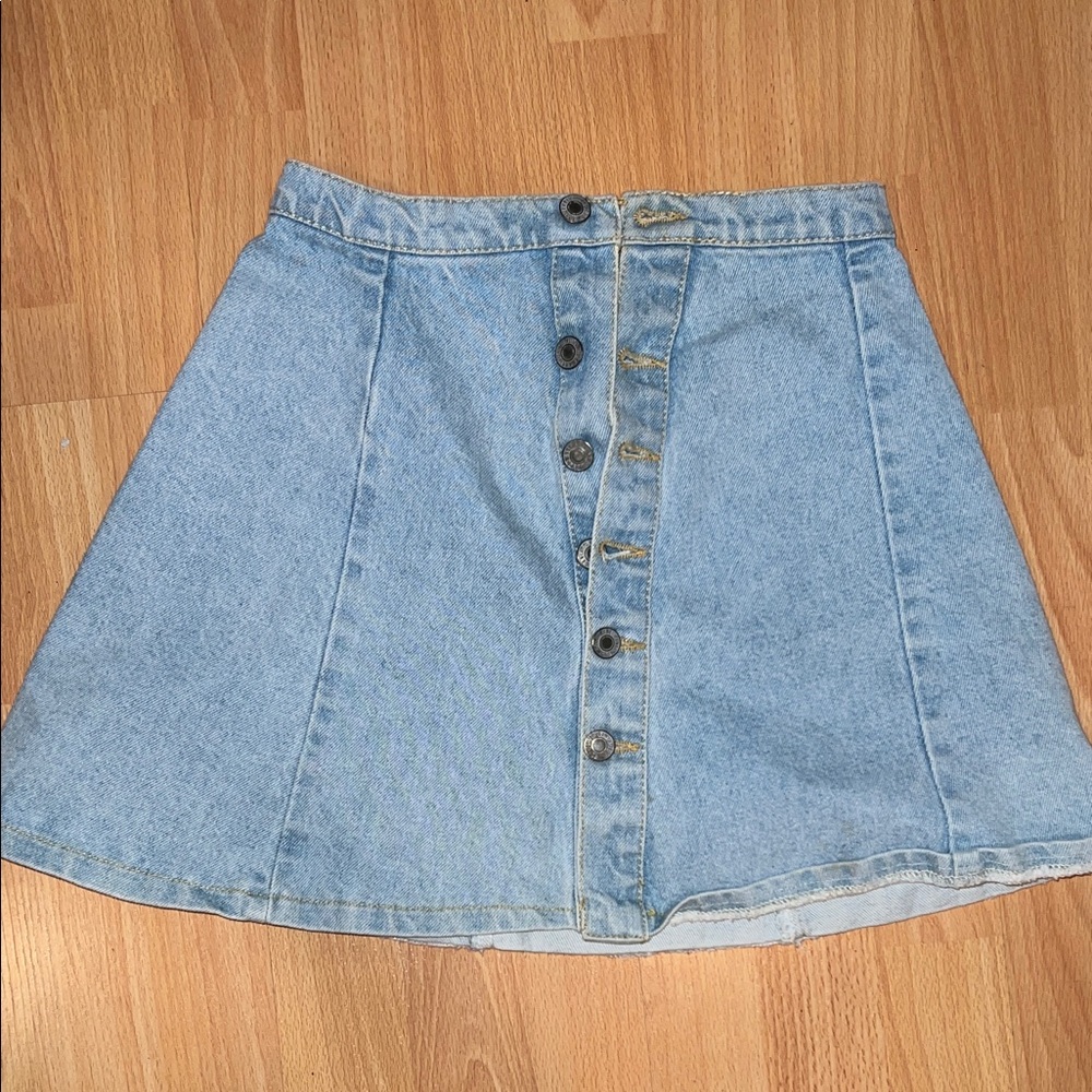 Brandy Melville  Denim Button-Front A-Line Skirt